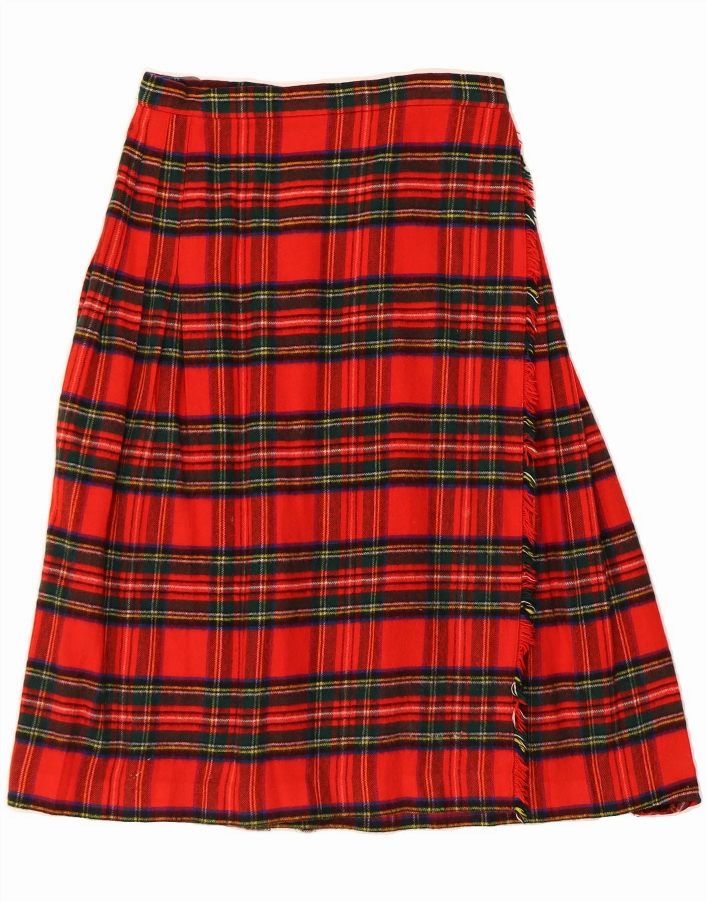 VINTAGE Girls Wrap Skirt 15-16 Years W28 Red Plaid Cashmere Daily Casual
