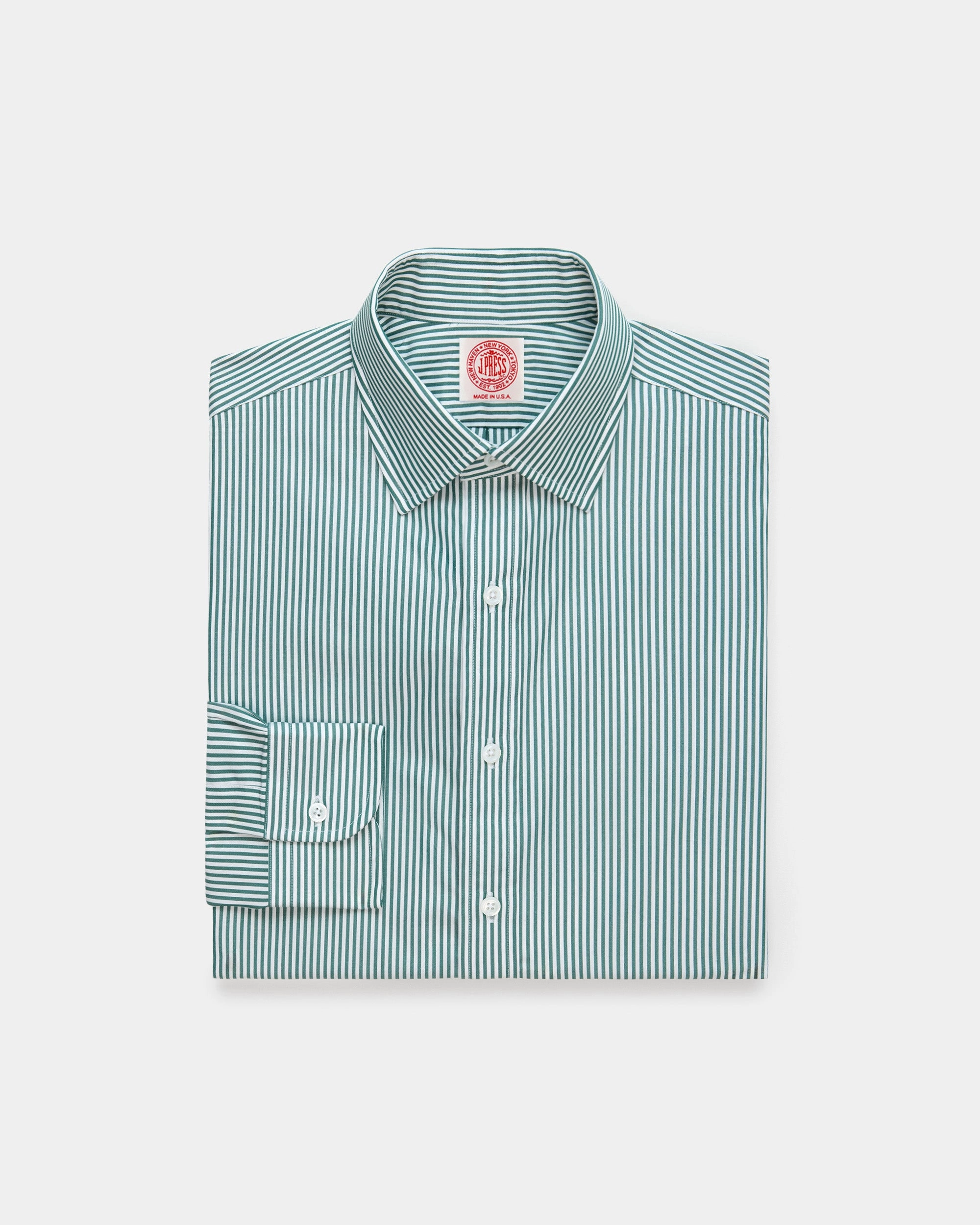 Made-in-USA Thomas Mason Bengal Stripe Spread Collar Dress Shirt - Regular Fit Autumn Look