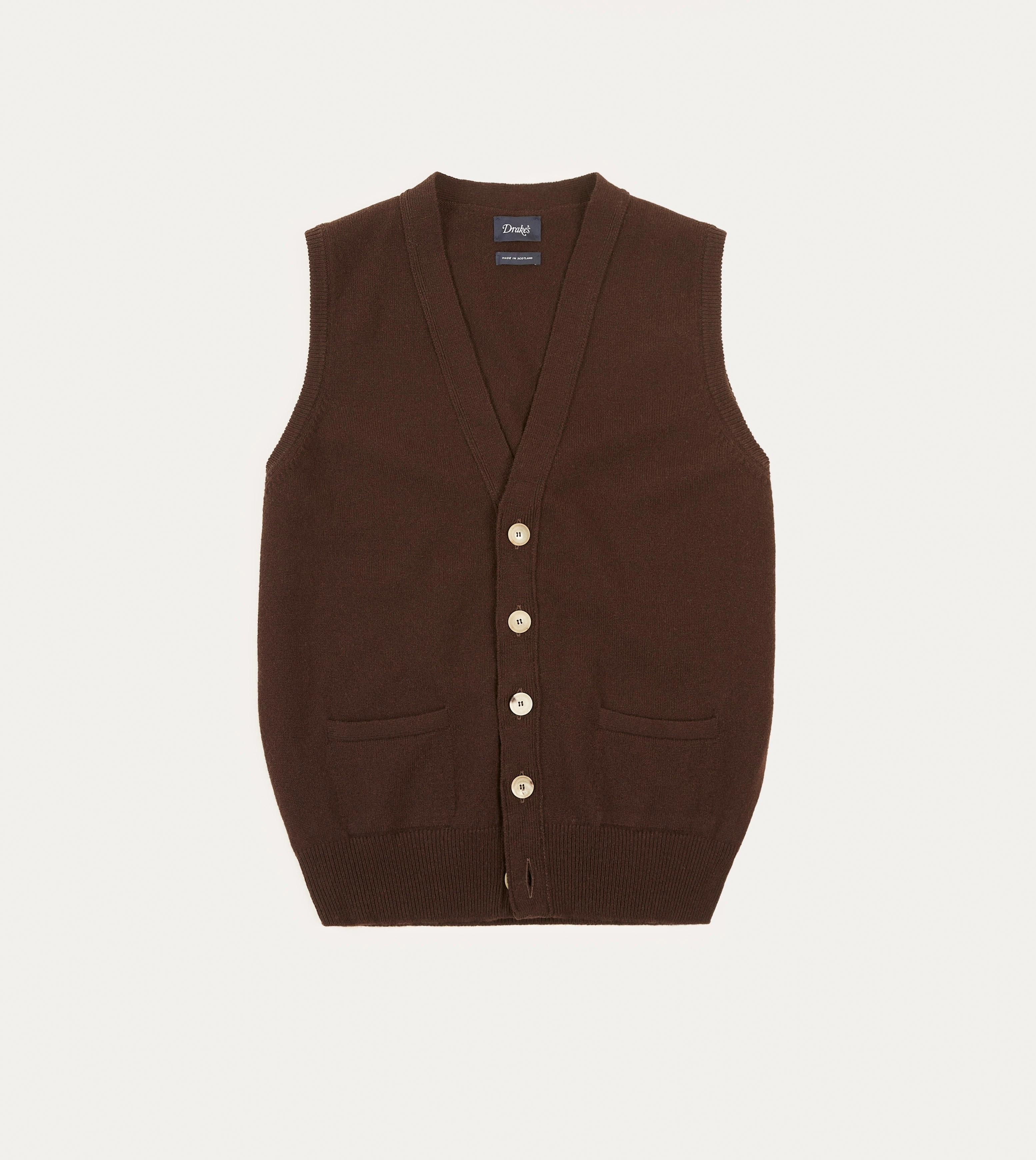 Polished Feel Brown Lambswool Sleeveless Cardigan