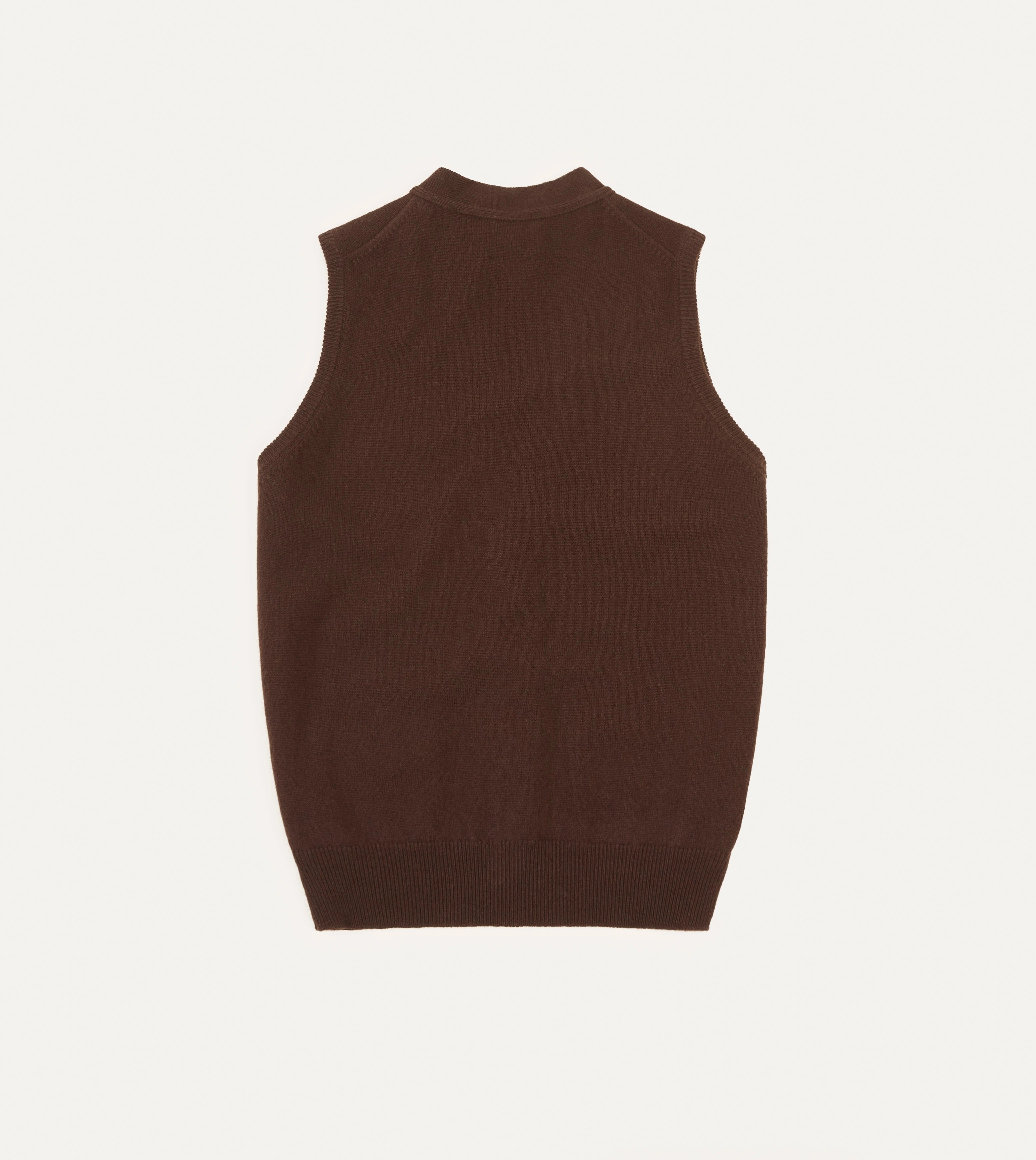 PreShrunk Material Brown Lambswool Sleeveless Cardigan