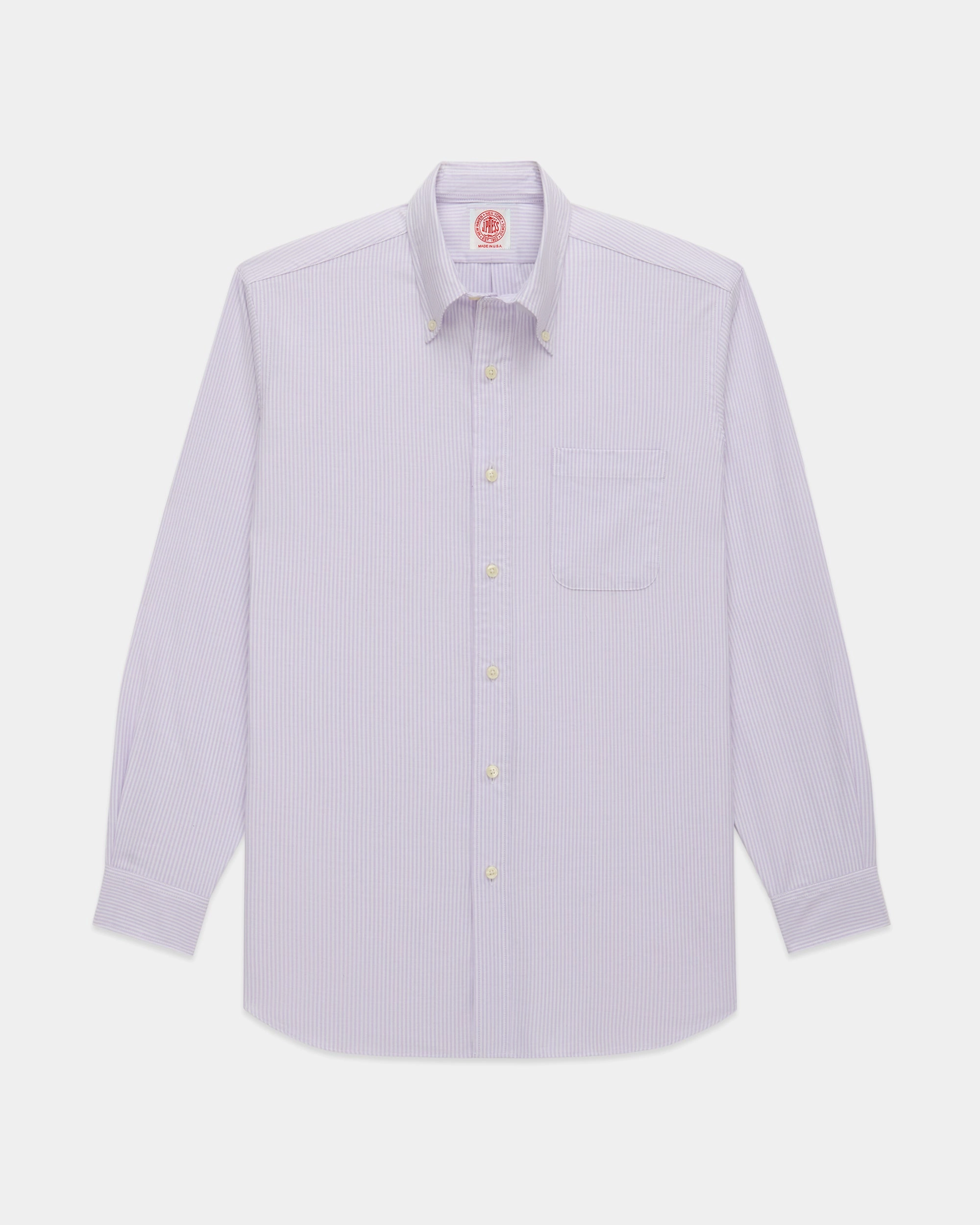Made-in-USA Purple University Stripe Oxford Cloth Shirt - Classic Fit Fitted Cut checkered pattern