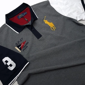 PRL Yacht Club Grey Big Pony Polo Casual Comfort Look Fashion Layer