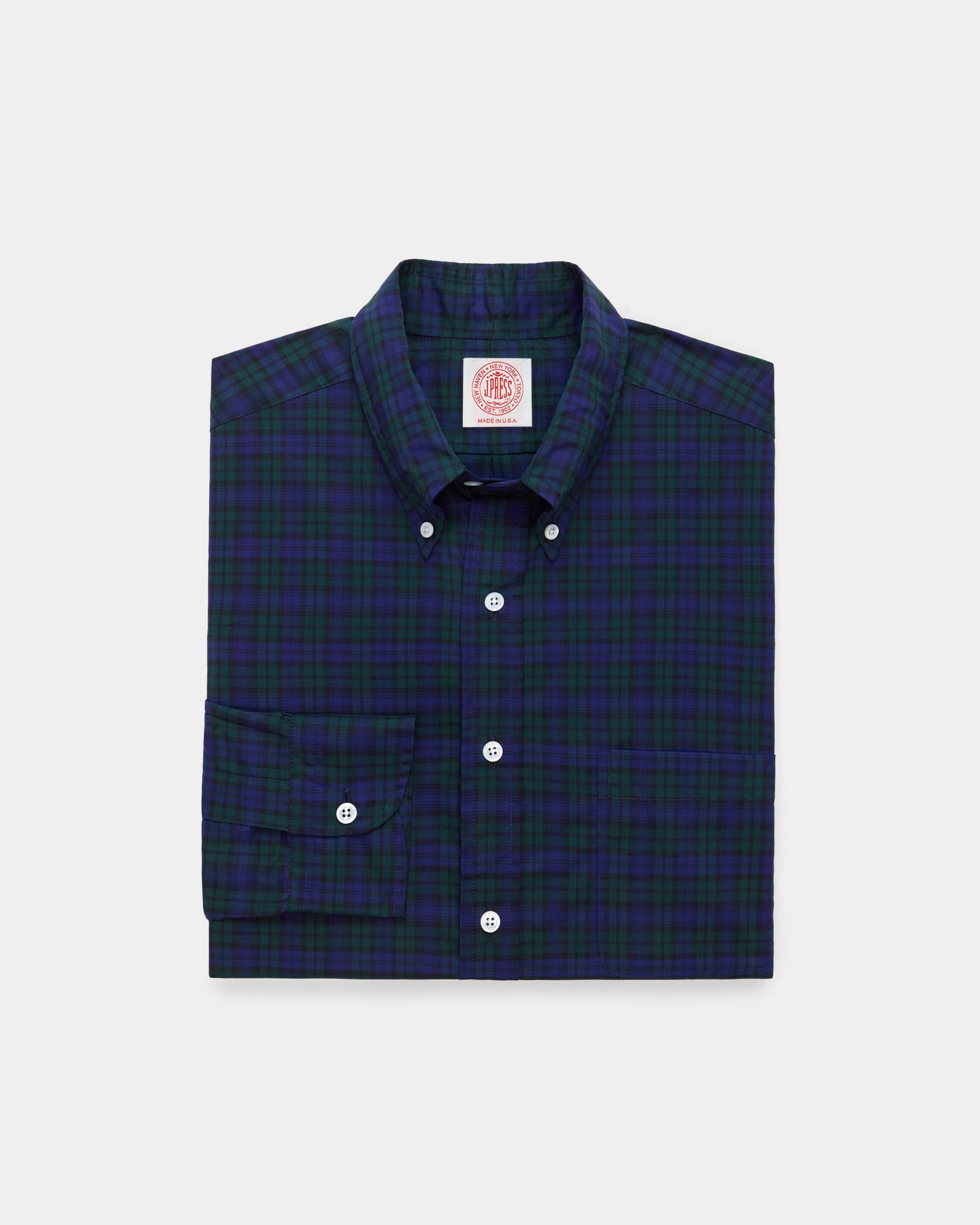 Seasonal Collection Made-in-USA Blackwatch Tartan Broadcloth Sport Shirt - Classic Fit