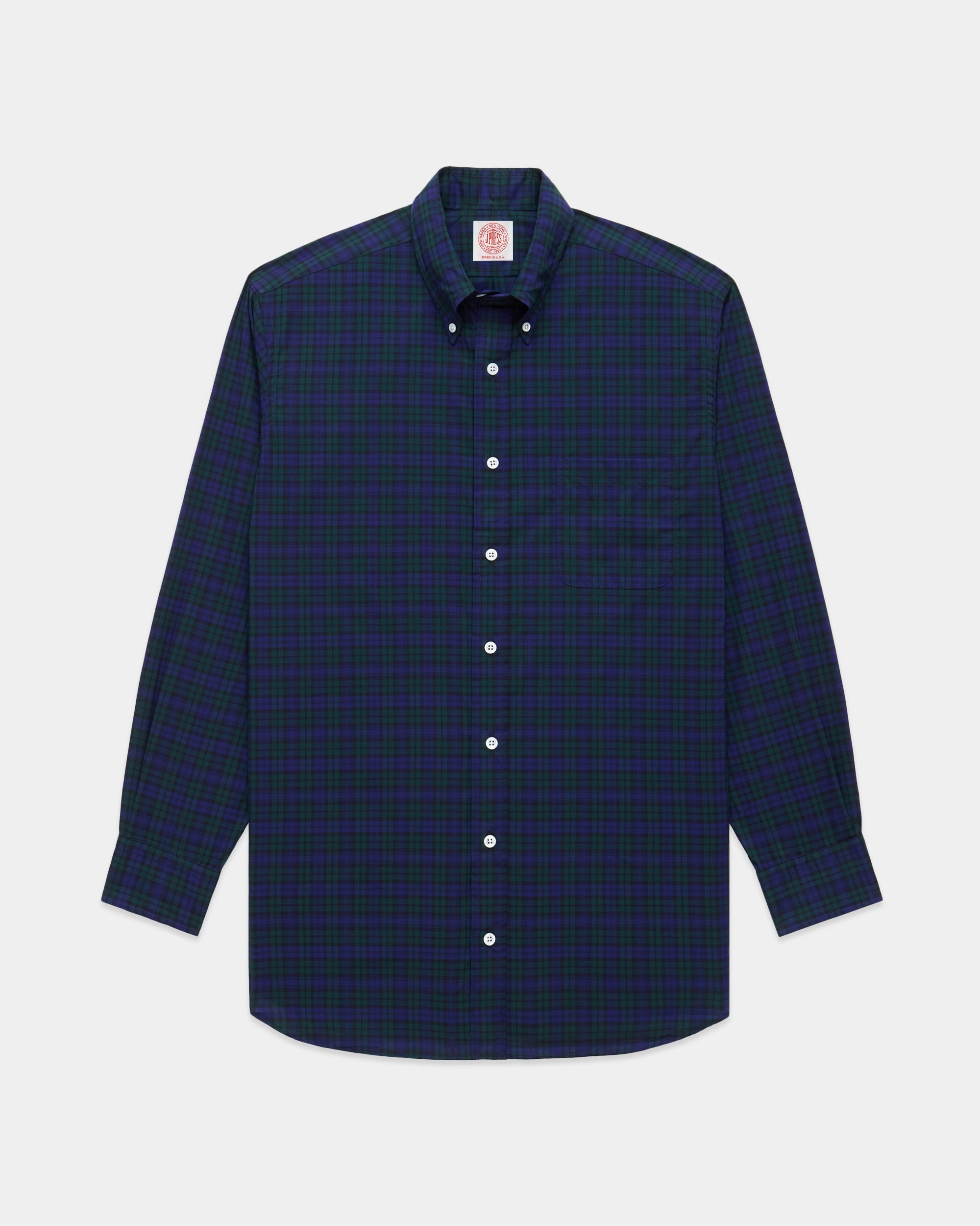 Made-in-USA Blackwatch Tartan Broadcloth Sport Shirt - Classic Fit Wardrobe Essential Layering Essential