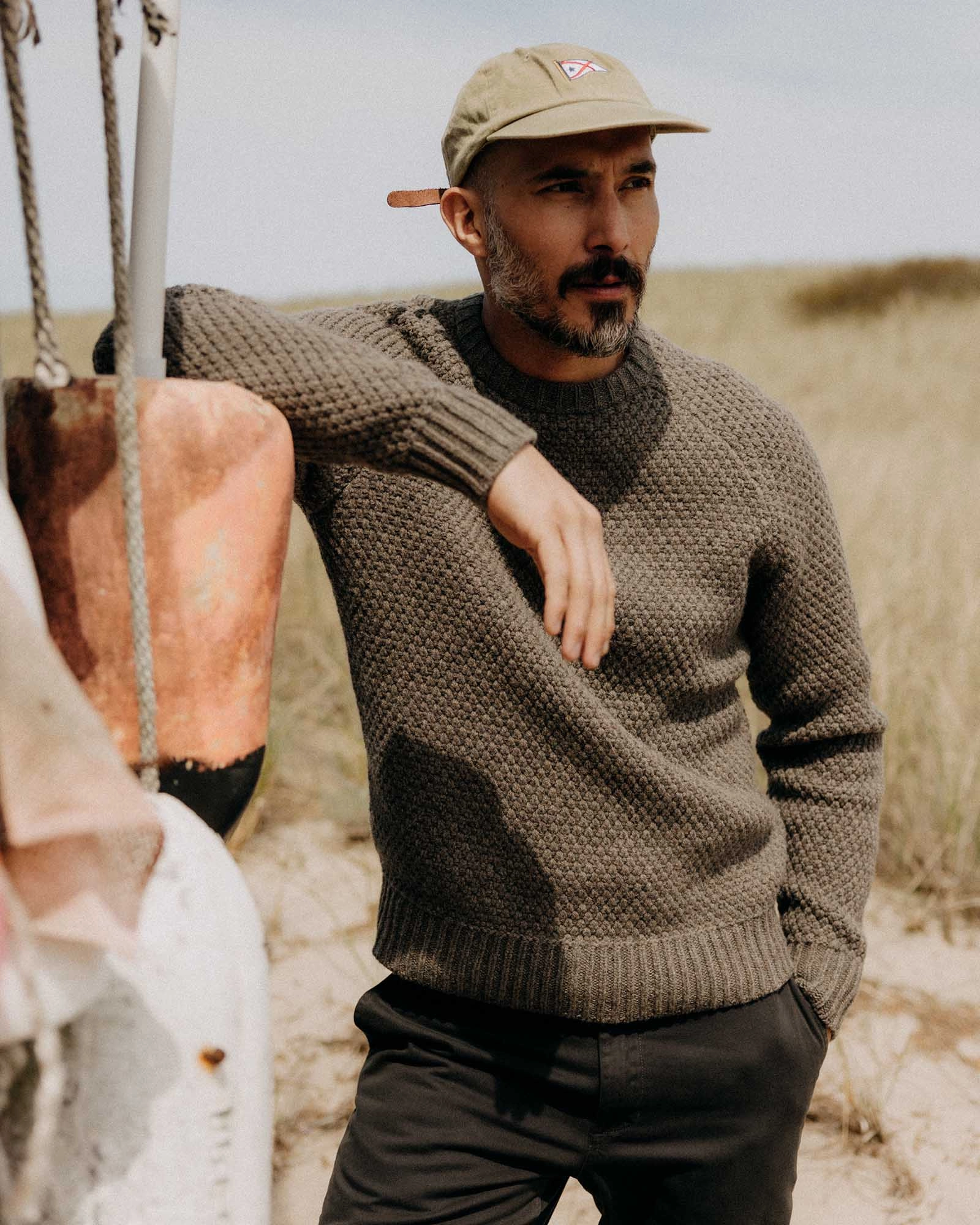 The Fisherman Sweater in Taupe Merino Effortless Layering
