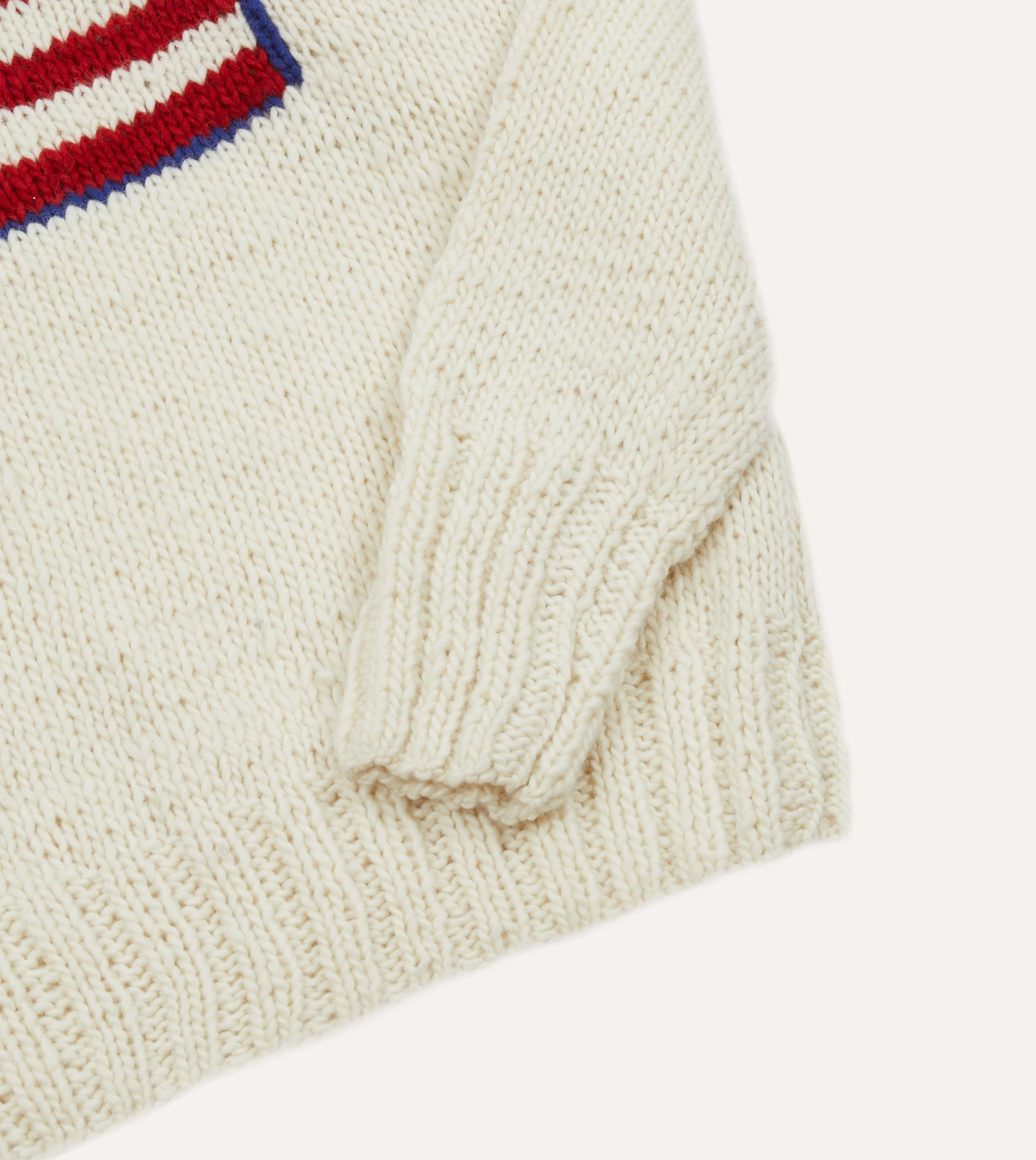 Chamula for Drake's Ecru Flag Merino Jumper Airflow Channel Weave