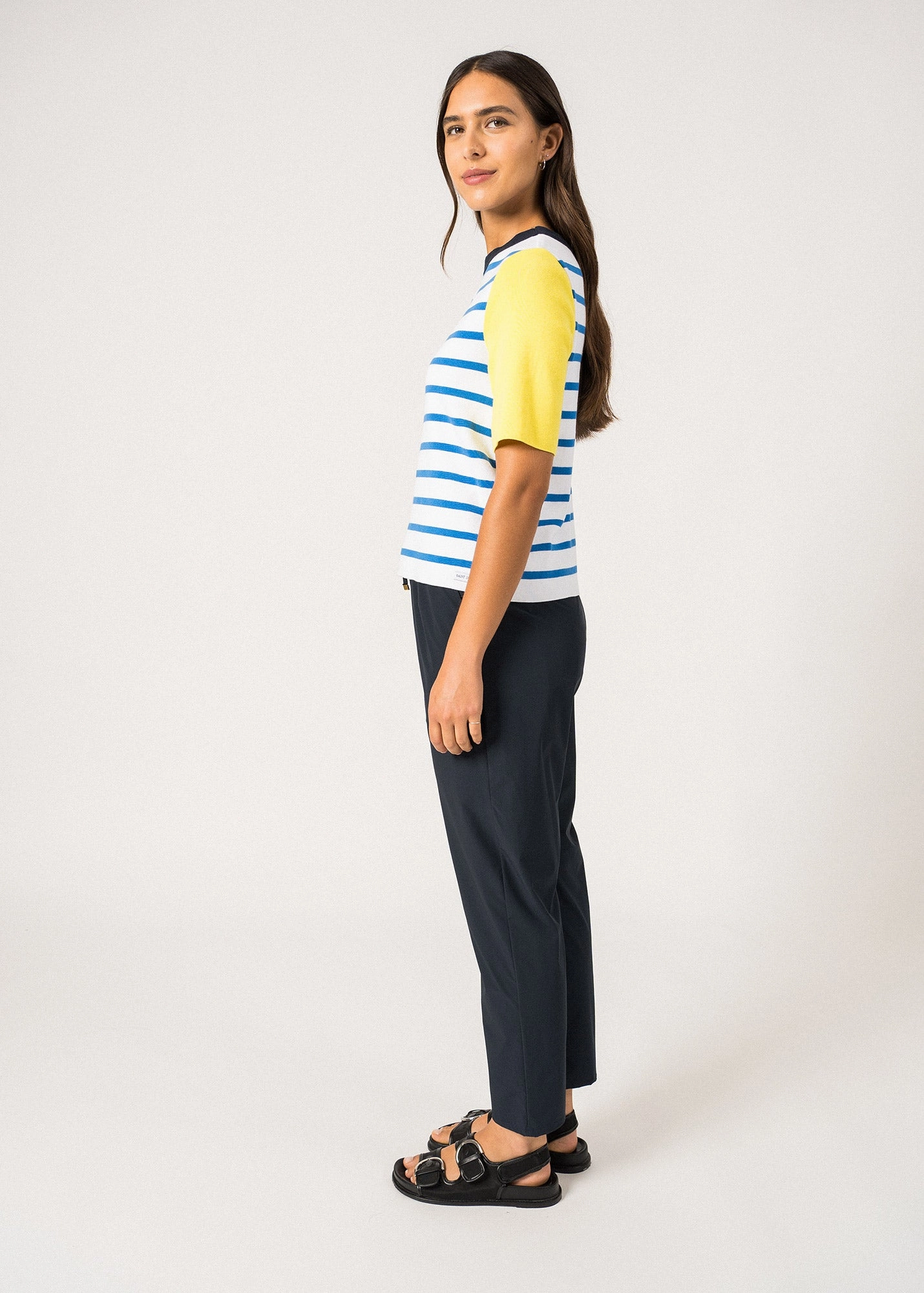 VALENSOL - Striped Sweater with Contrasting Color-Block Sleeves | 100% Cotton (CAP GRAPHIC) Ergonomic Sleeve Design