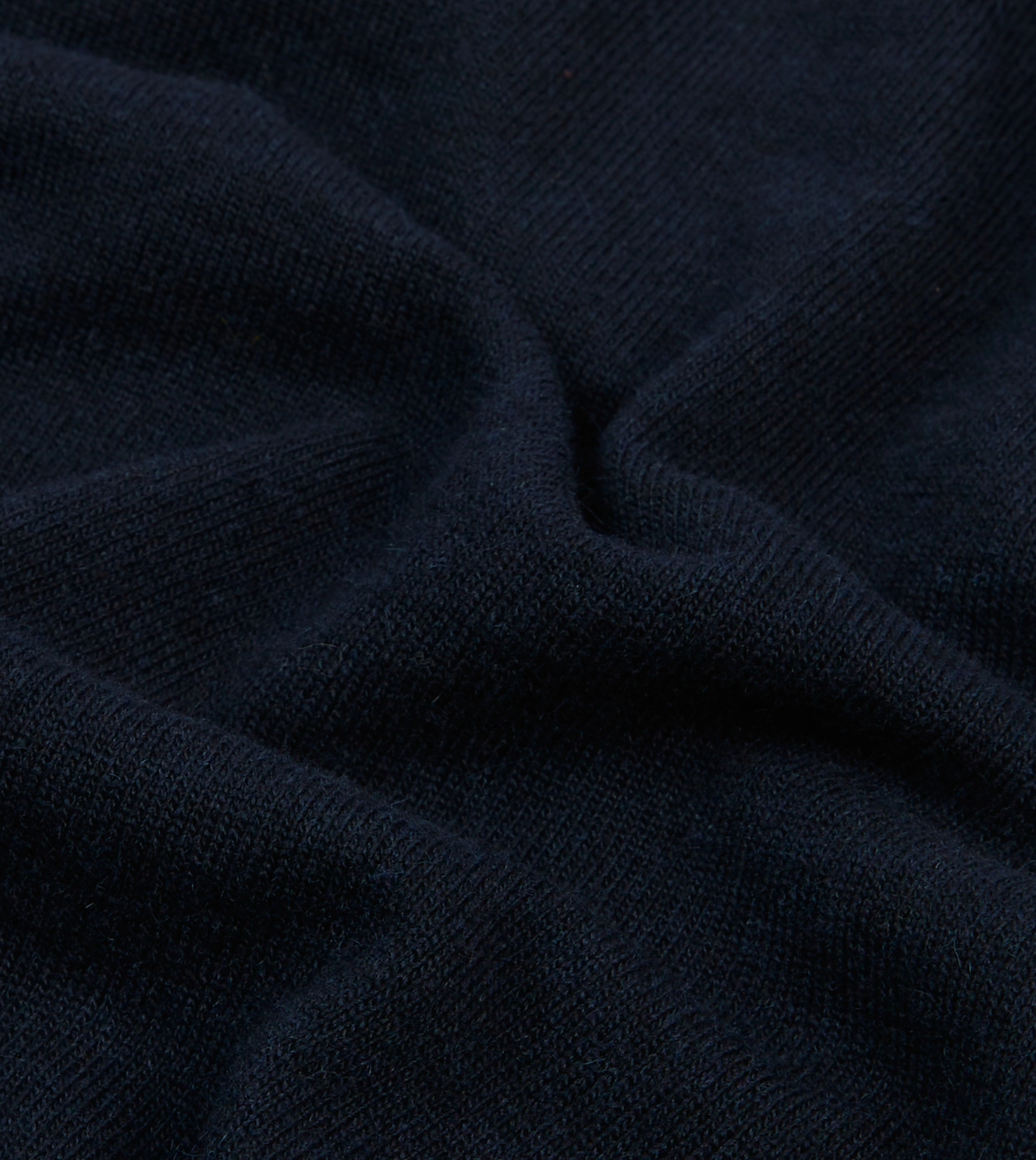 Flatlock stitching Navy Alpaca Wool Knitted Polo