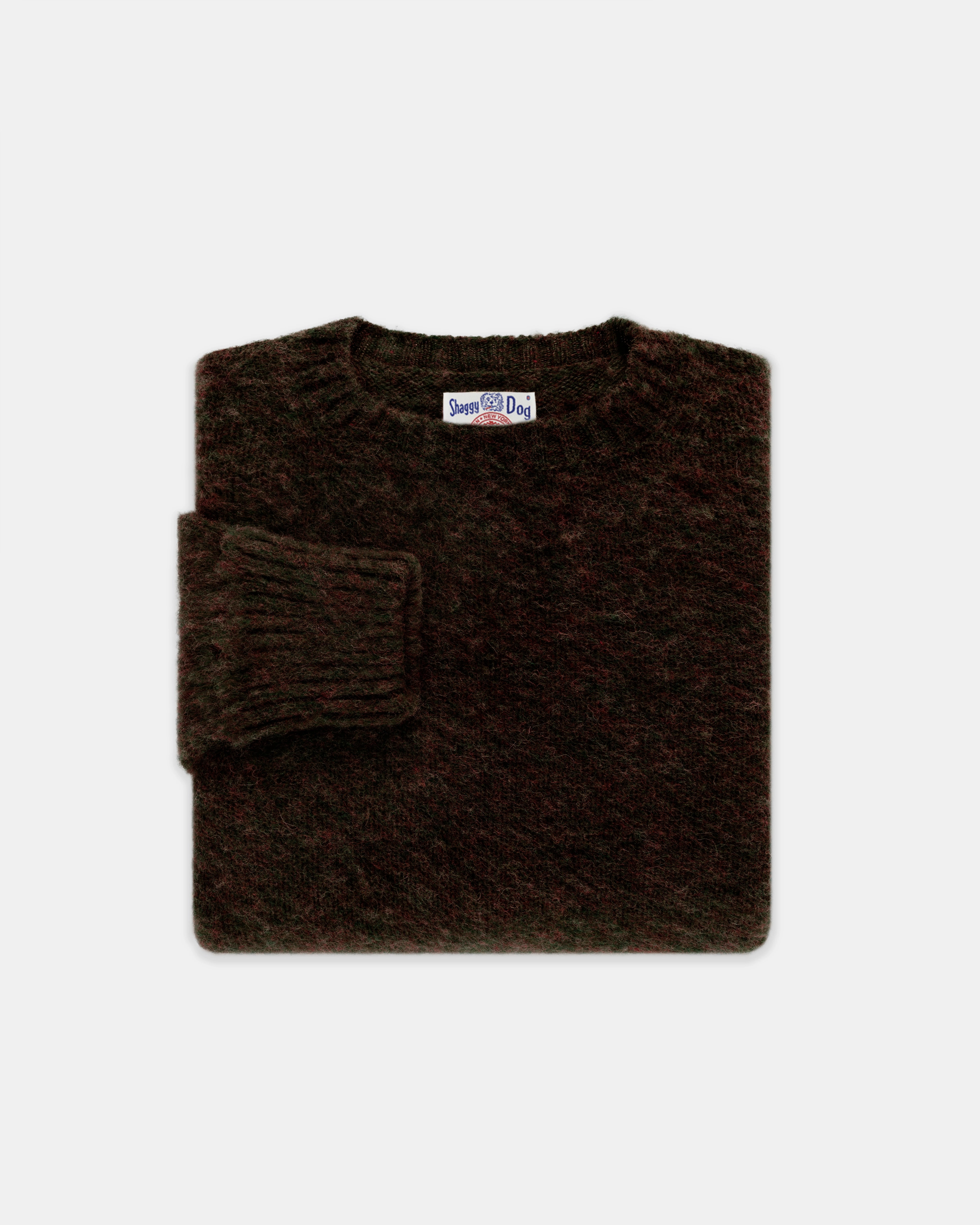 Casual Essentials Cozy Fleece Made-in-Scotland Brown Shaggy Dog Sweater - Classic Fit