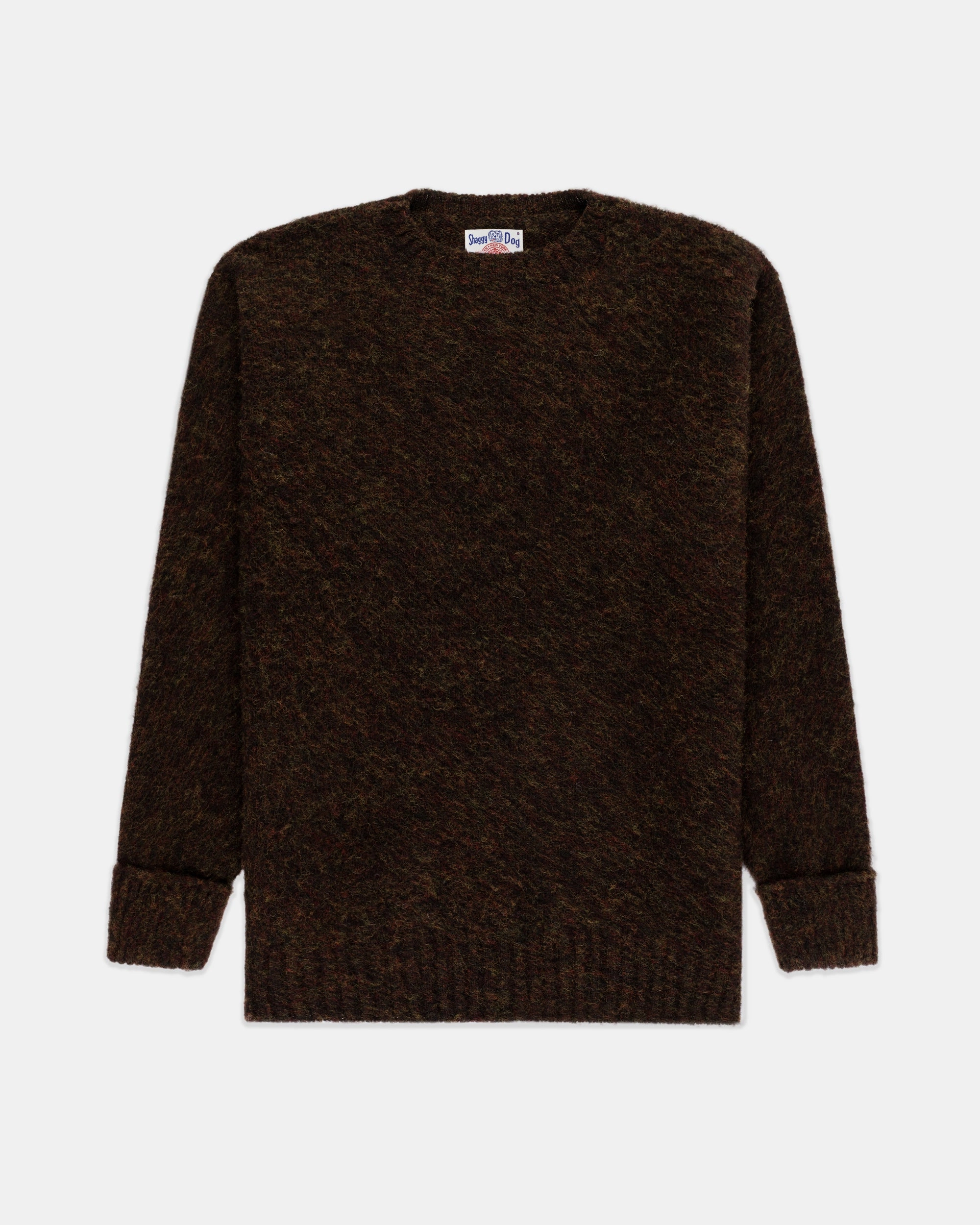 Winter Wearable Reinforced Cuffs Made-in-Scotland Brown Shaggy Dog Sweater - Classic Fit