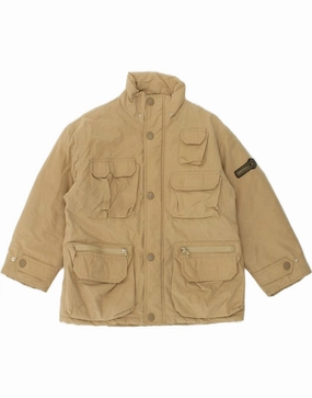 Full Length Front Zipper suitable for day wear CASUCCI Boys Padded Jacket 10-11 Years XS Beige Polyamide