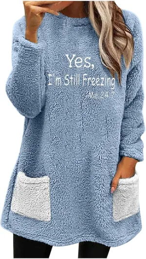 Ceboyel Womens Fleece Lined Sweatshirts Sherpa Fuzzy Sweater Long Sleeve Cute Tops Pullover Warm Winter Trendy Clothing