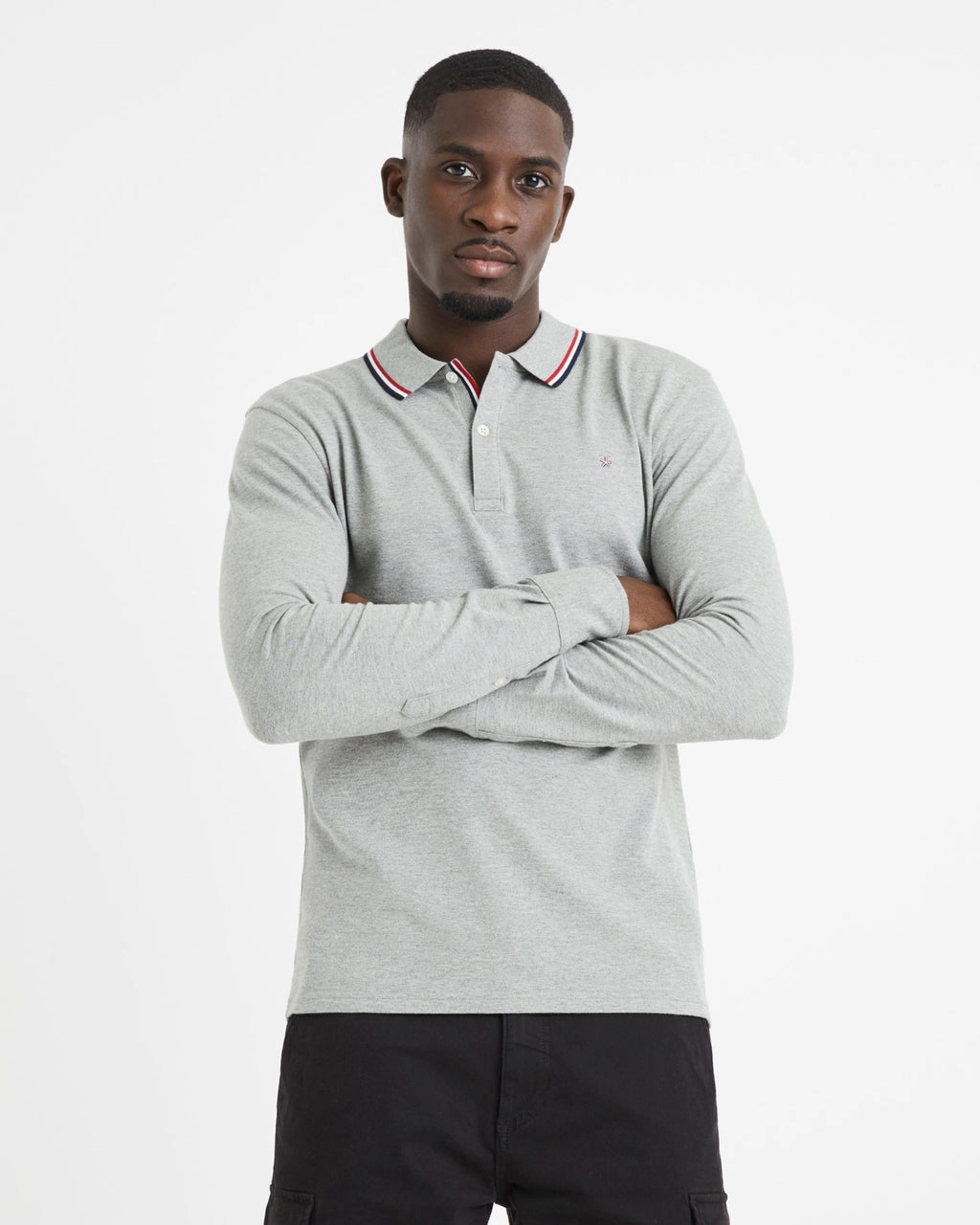 Bold Style Celio Grey Long Sleeve Men Polo