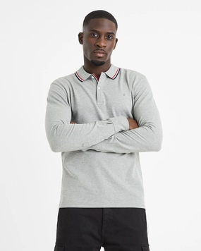 Bold Style Celio Grey Long Sleeve Men Polo