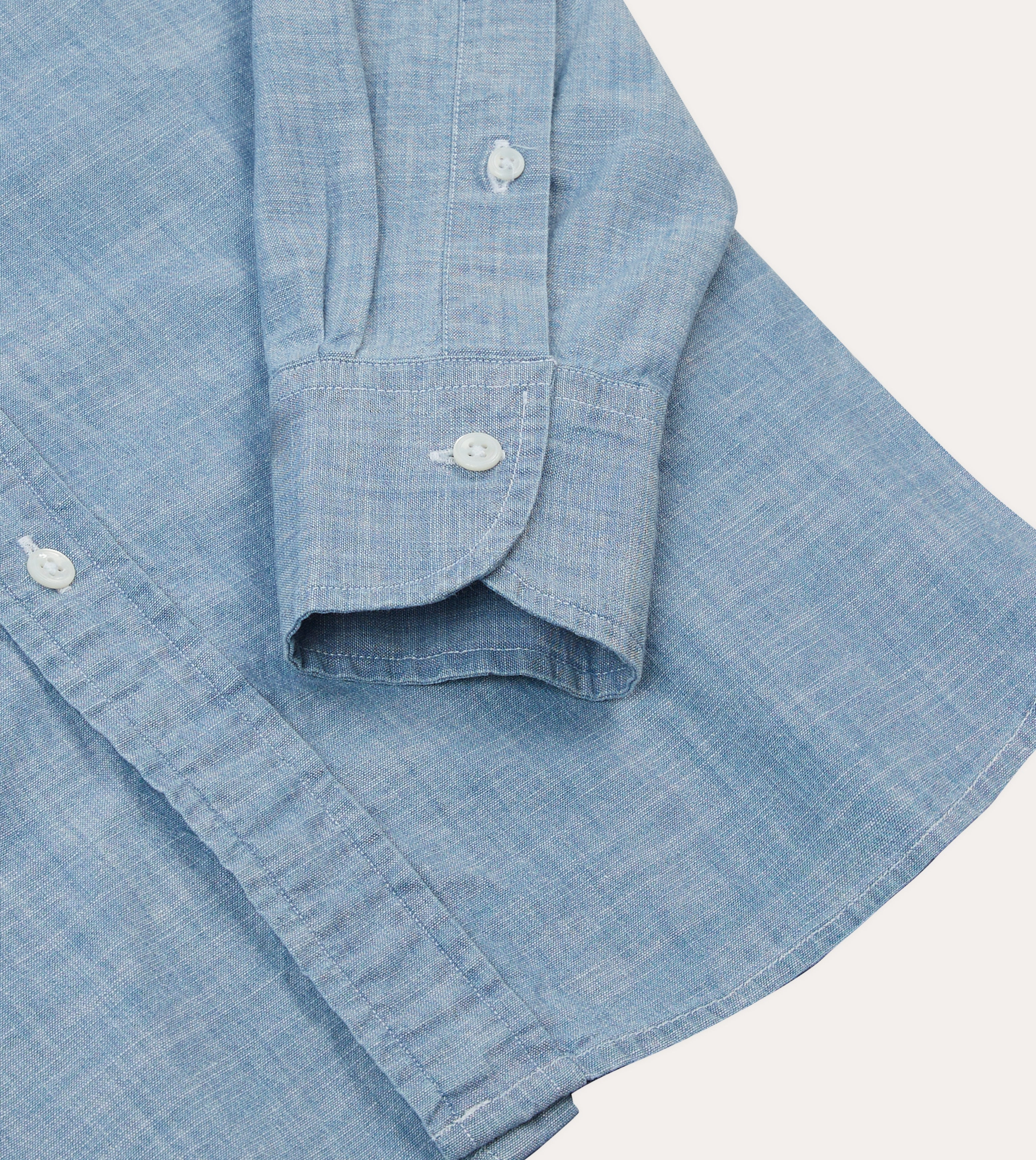 Anti Pilling Treatment Chambray Cotton Mandarin Collar Shirt