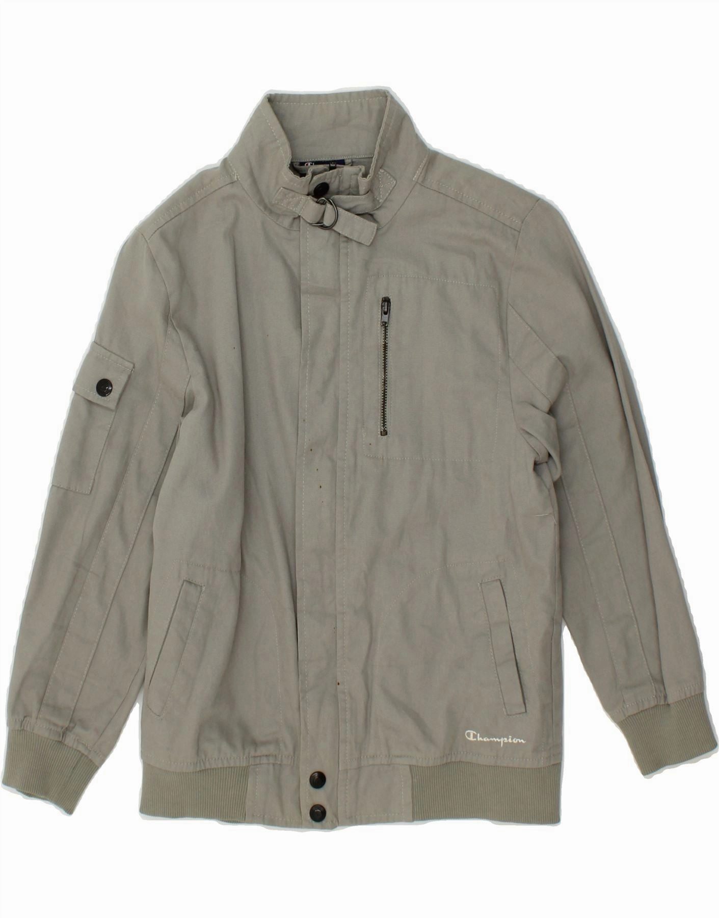 CHAMPION Boys Bomber Jacket 9-10 Years Medium Grey Cotton Daily Layer