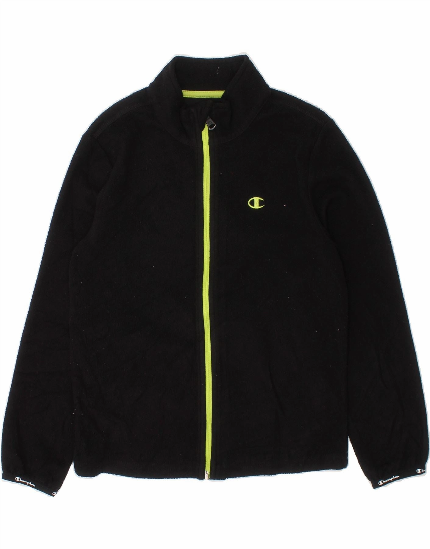 CHAMPION Boys Fleece Jacket 5-6 Years XS Black Polyester Waterproof Zippers Introduce