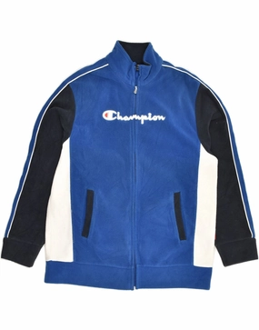 CHAMPION Boys Graphic Fleece Jacket 13-14 Years XL Navy Blue Polyester Slim-fit Dance