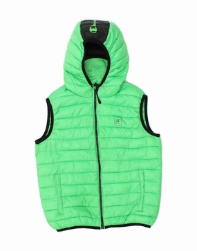 Period Formula CHAMPION Boys Graphic Hooded Padded Gilet 9-10 Years Medium Green