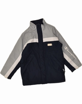 Dive CHAMPION Boys Graphic Windbreaker Jacket 9-10 Years Grey Colourblock