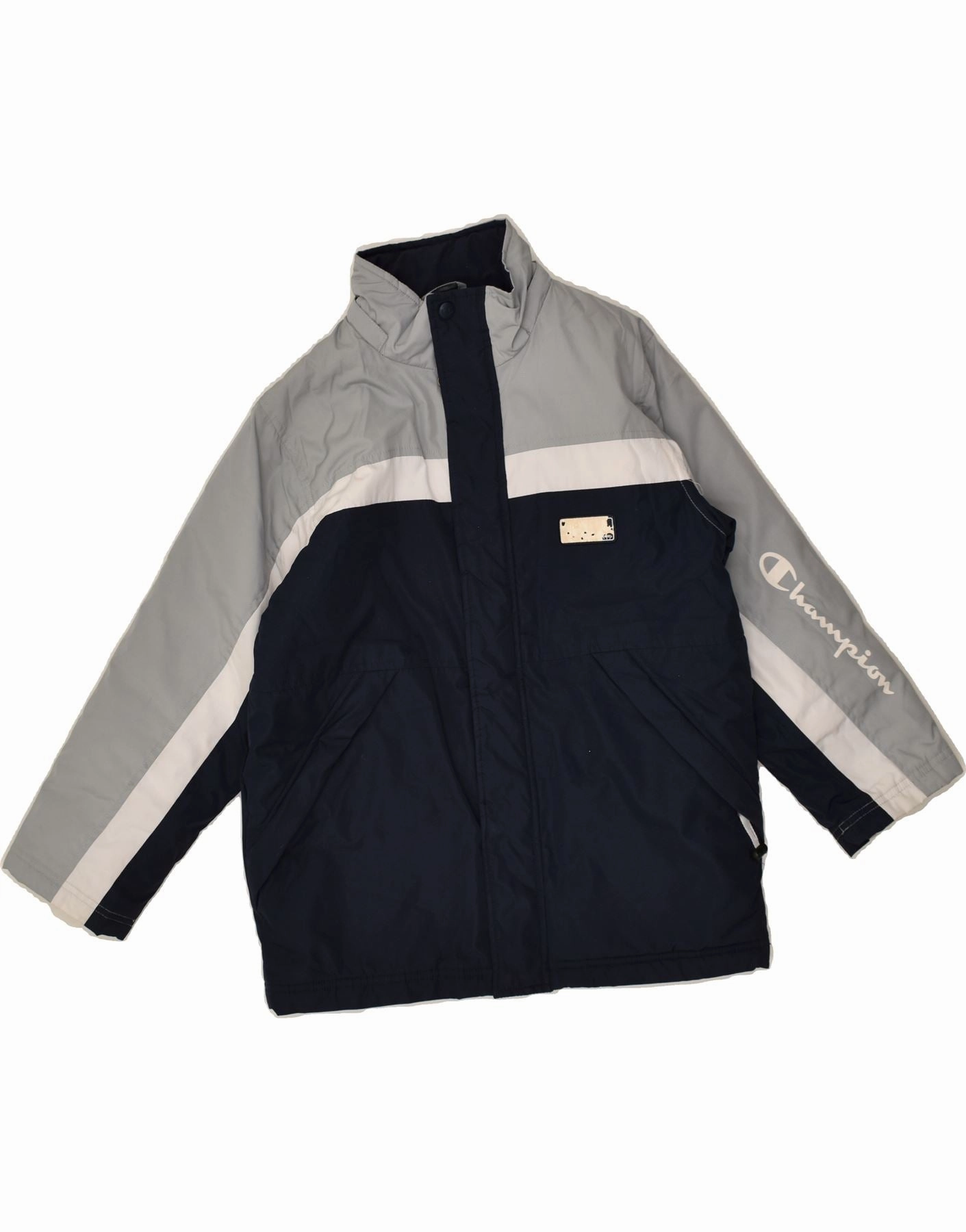 Dive CHAMPION Boys Graphic Windbreaker Jacket 9-10 Years Grey Colourblock