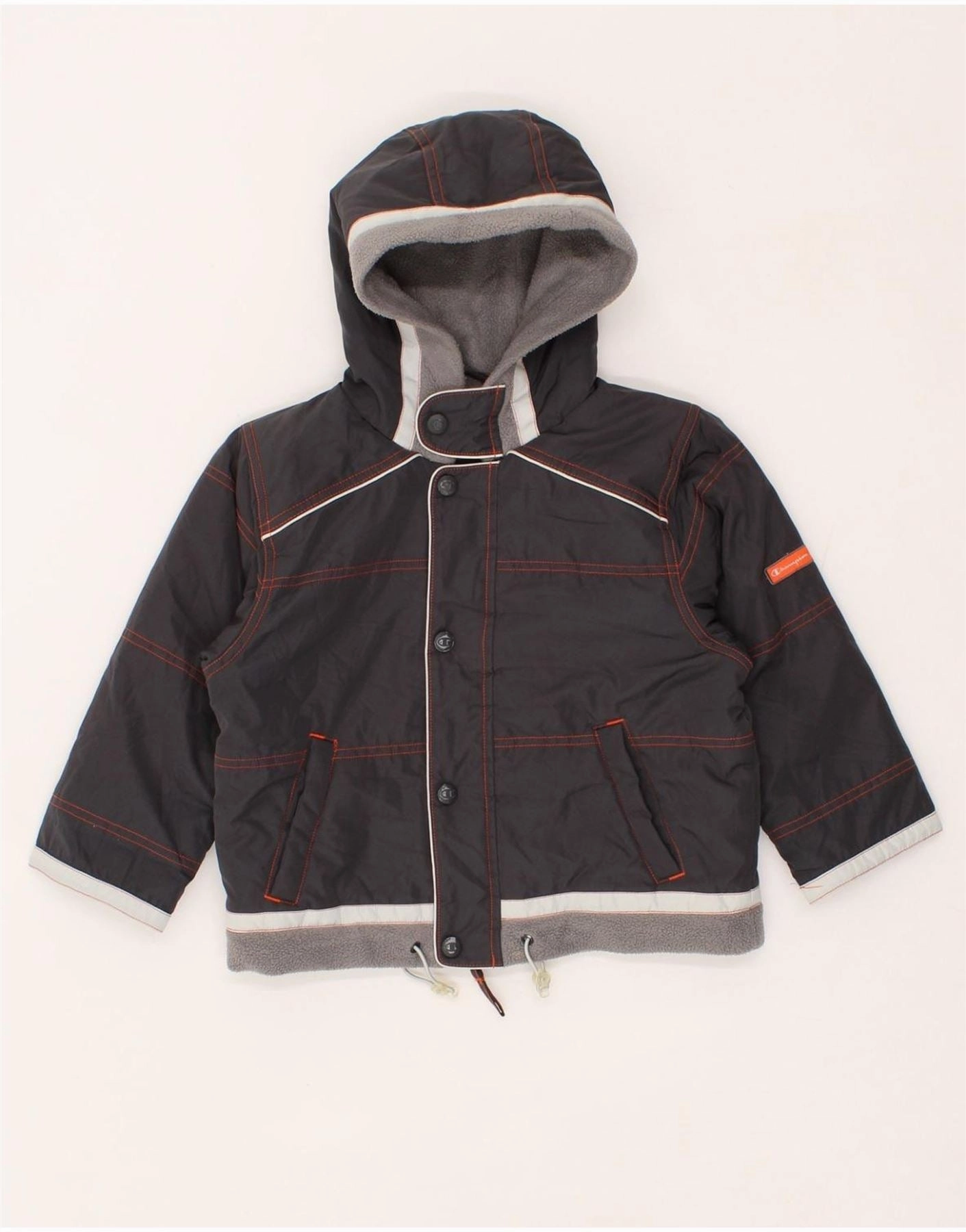 CHAMPION Boys Hooded Bomber Jacket 2-3 Years Black Polyester Core Function Talent