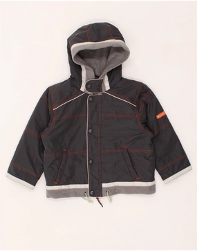 CHAMPION Boys Hooded Bomber Jacket 2-3 Years Black Polyester Core Function Talent