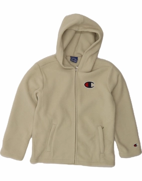 Engage Reflective details CHAMPION Boys Hooded Fleece Jacket 9-10 Years Medium Off White Polyester
