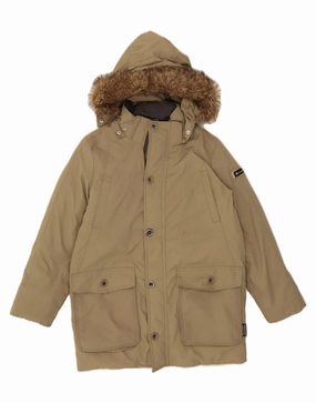 Allow Market CHAMPION Boys Hooded Overcoat 9-10 Years Medium Beige Polyamide