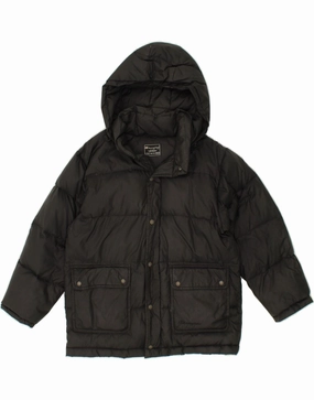 CHAMPION Boys Hooded Padded Jacket 11-12 Years Black Polyester Receipt