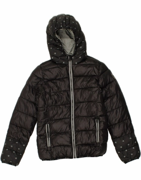 Light Reflective Silicone Grip Cuffs CHAMPION Boys Hooded Padded Jacket 11-12 Years Large  Black Polyester