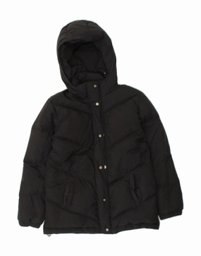 Embroidered CHAMPION Boys Hooded Padded Jacket 11-12 Years Large Black
