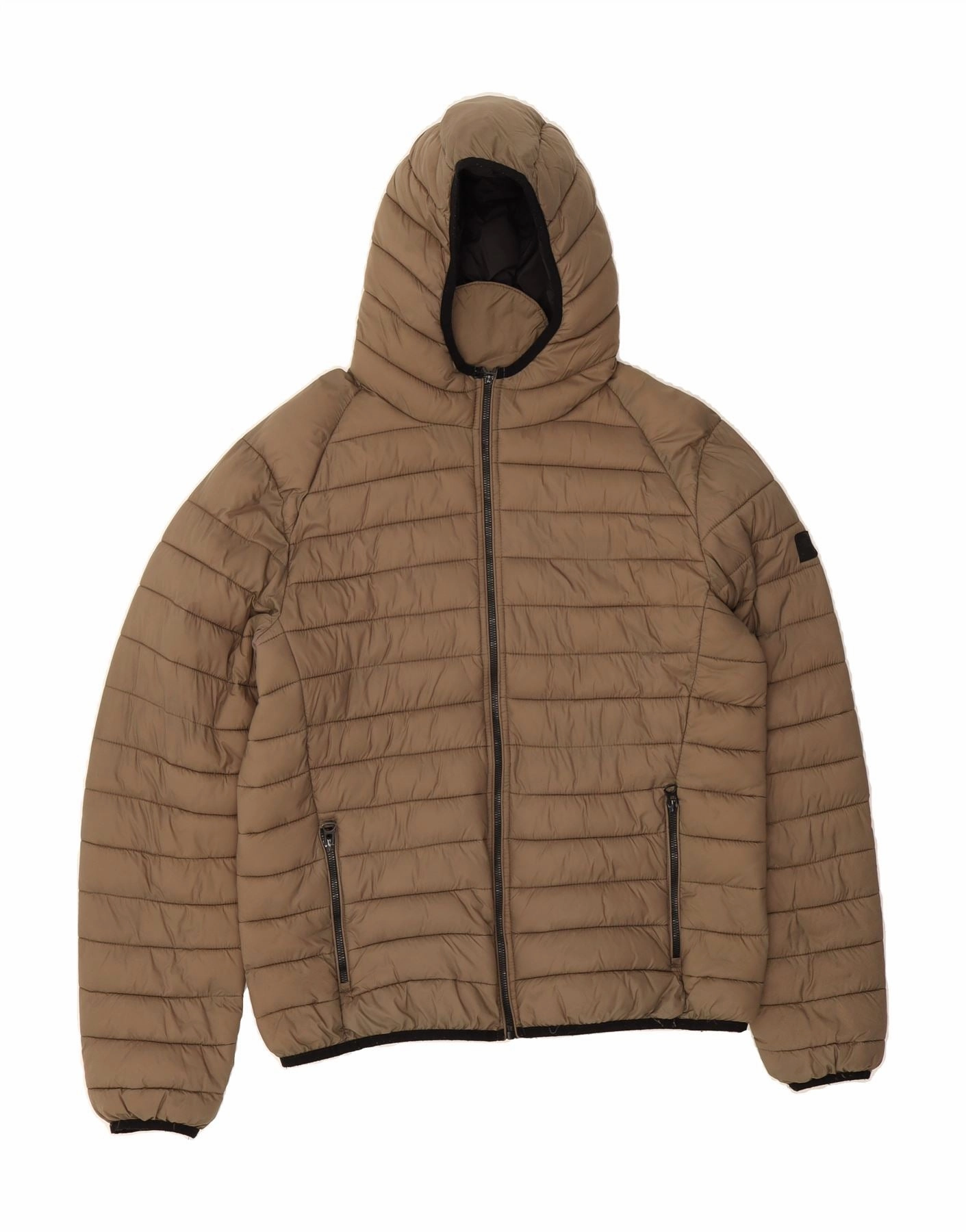 Quick Dry Tech Soft Interior CHAMPION Boys Hooded Padded Jacket 15-16 Years 2XL Brown Polyester