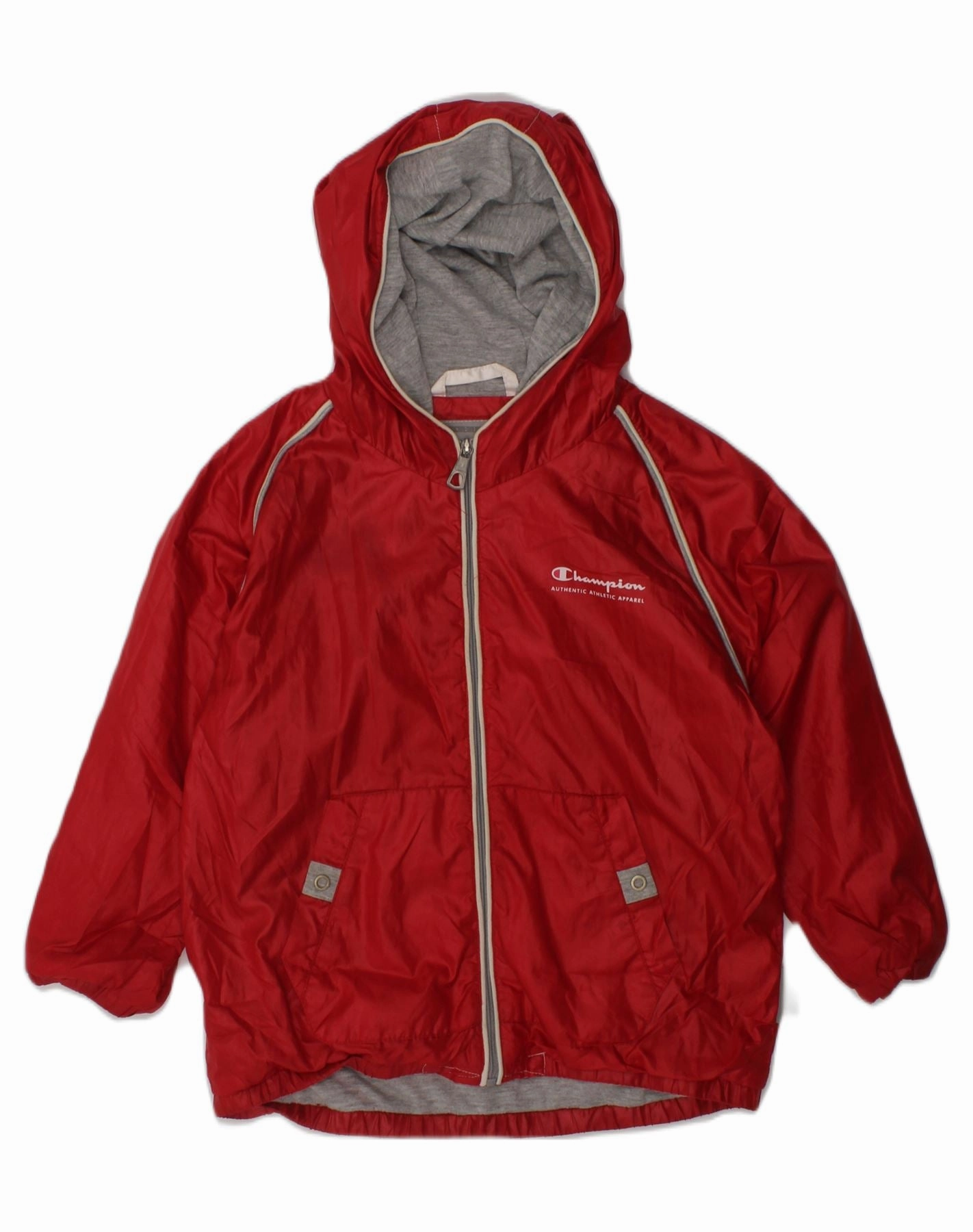 CHAMPION Boys Hooded Rain Jacket 2-3 Years XL Red Polyester Benchmark