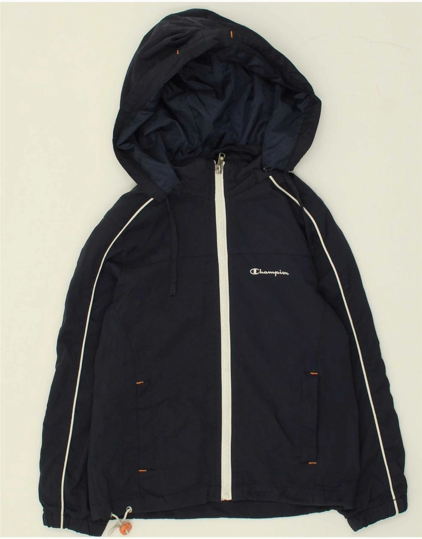 Adaptive Climate Control Warm Weather Wear CHAMPION Boys Hooded Rain Jacket 5-6 Years XS Navy Blue Polyamide