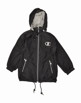motorcycle CHAMPION Boys Hooded Windbreaker Jacket 9-10 Years Black Polyamide