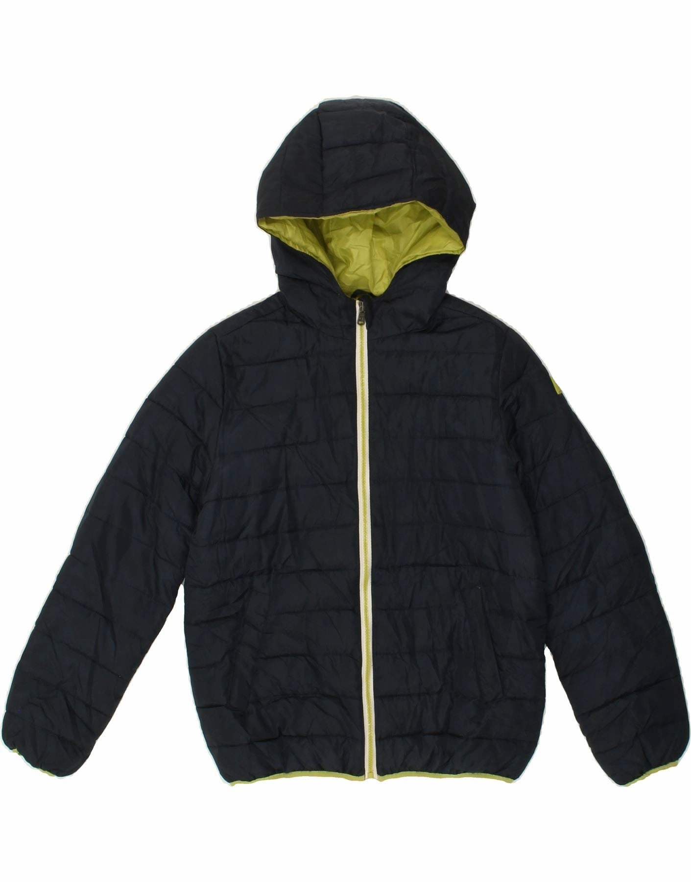 CHAMPION Boys Outdoor Hooded Padded Jacket 11-12 Years Large Navy Blue Neutral Layer