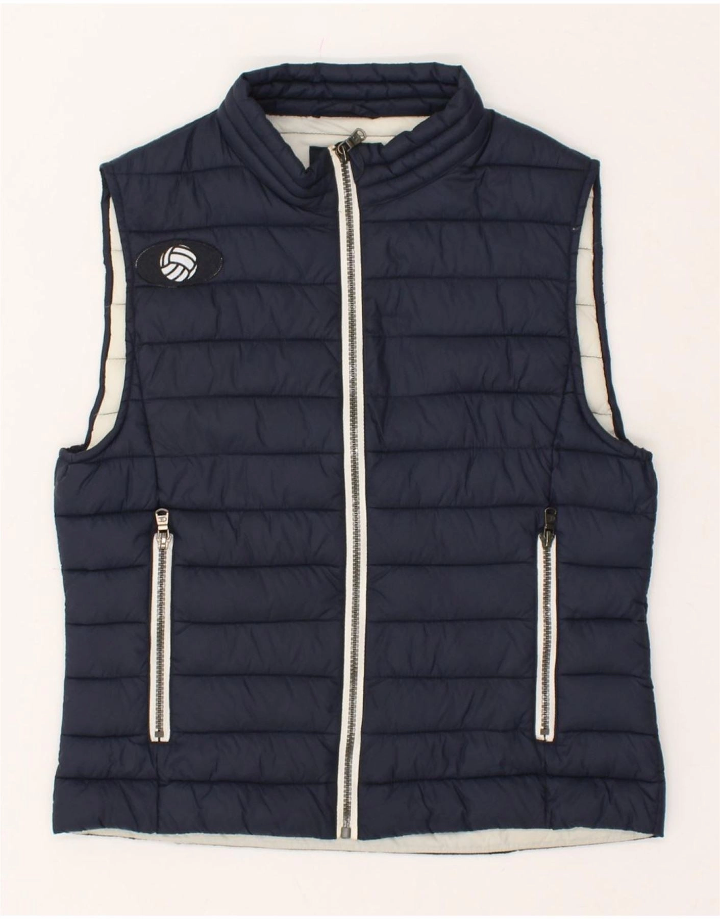 CHAMPION Boys Padded Gilet 11-12 Years Large Navy Blue Polyamide Four Way Stretch