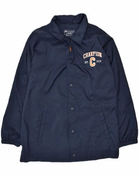 Sport Inspired CHAMPION Boys Rain Jacket 11-12 Years Navy Blue Nylon