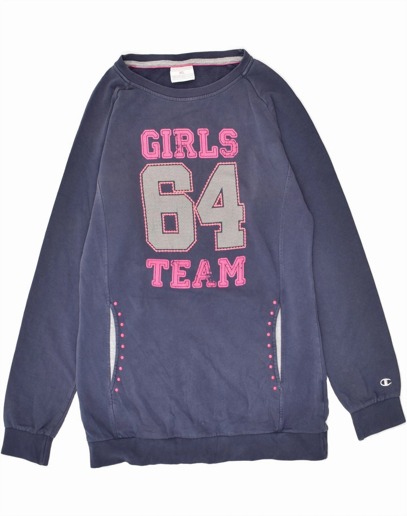 Smooth Drape Romantic Vibes CHAMPION Girls Graphic Jumper Dress 13-14 Years XL Navy Blue Cotton