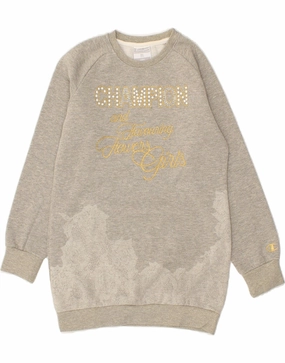 Soft Glide CHAMPION Girls Graphic Jumper Dress 9-10 Years Grey