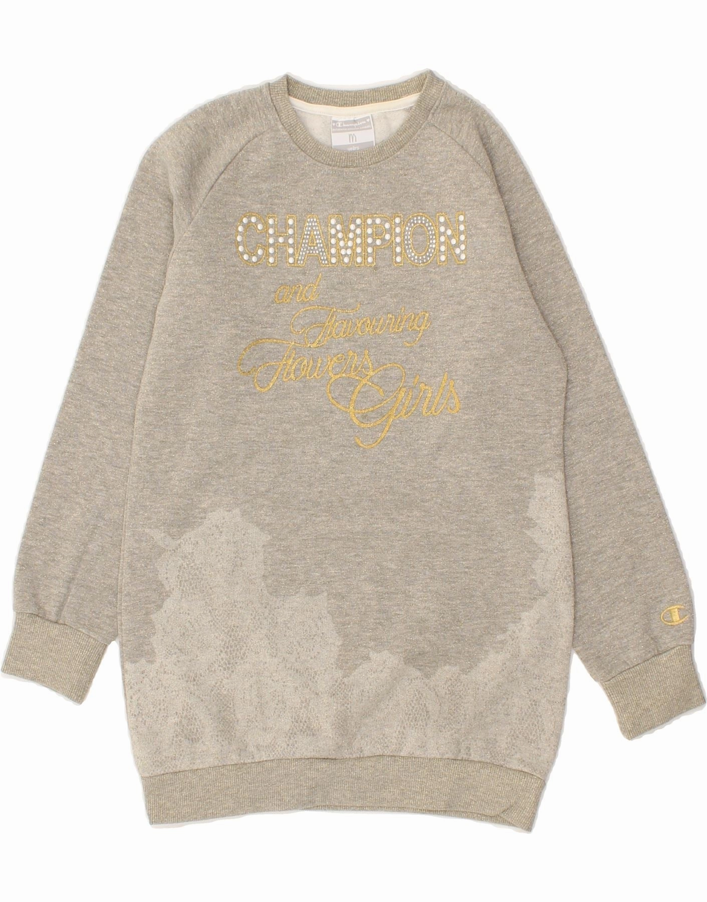 Soft Glide CHAMPION Girls Graphic Jumper Dress 9-10 Years Grey