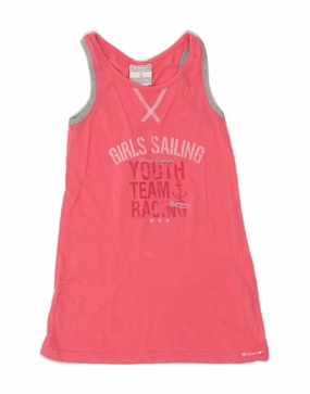 Everyday-Comfort CHAMPION Girls Graphic Sleeveless A-Line Dress 7-8 Years Small Pink Cotton