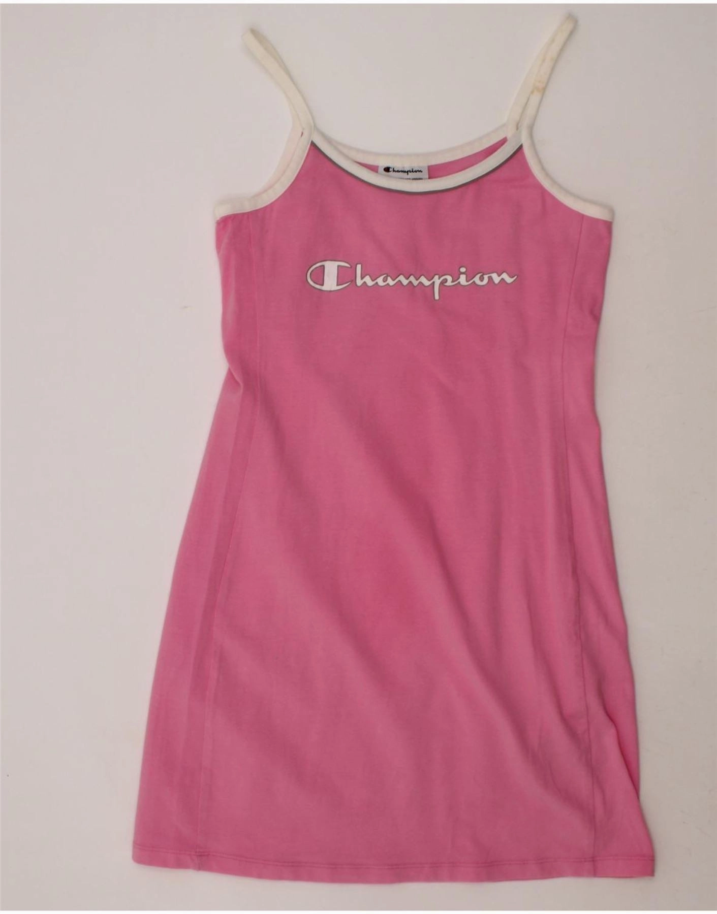 CHAMPION Girls Graphic Sleeveless T-Shirt Dress 11-12 Years Large Pink Bridal-Shower Simple Elegance