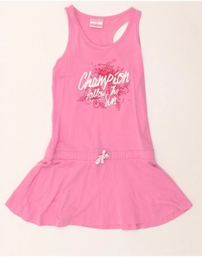 Blush Shade Capsule-Wardrobe CHAMPION Girls Graphic Sleeveless T-Shirt Dress 9-10 Years Medium Pink