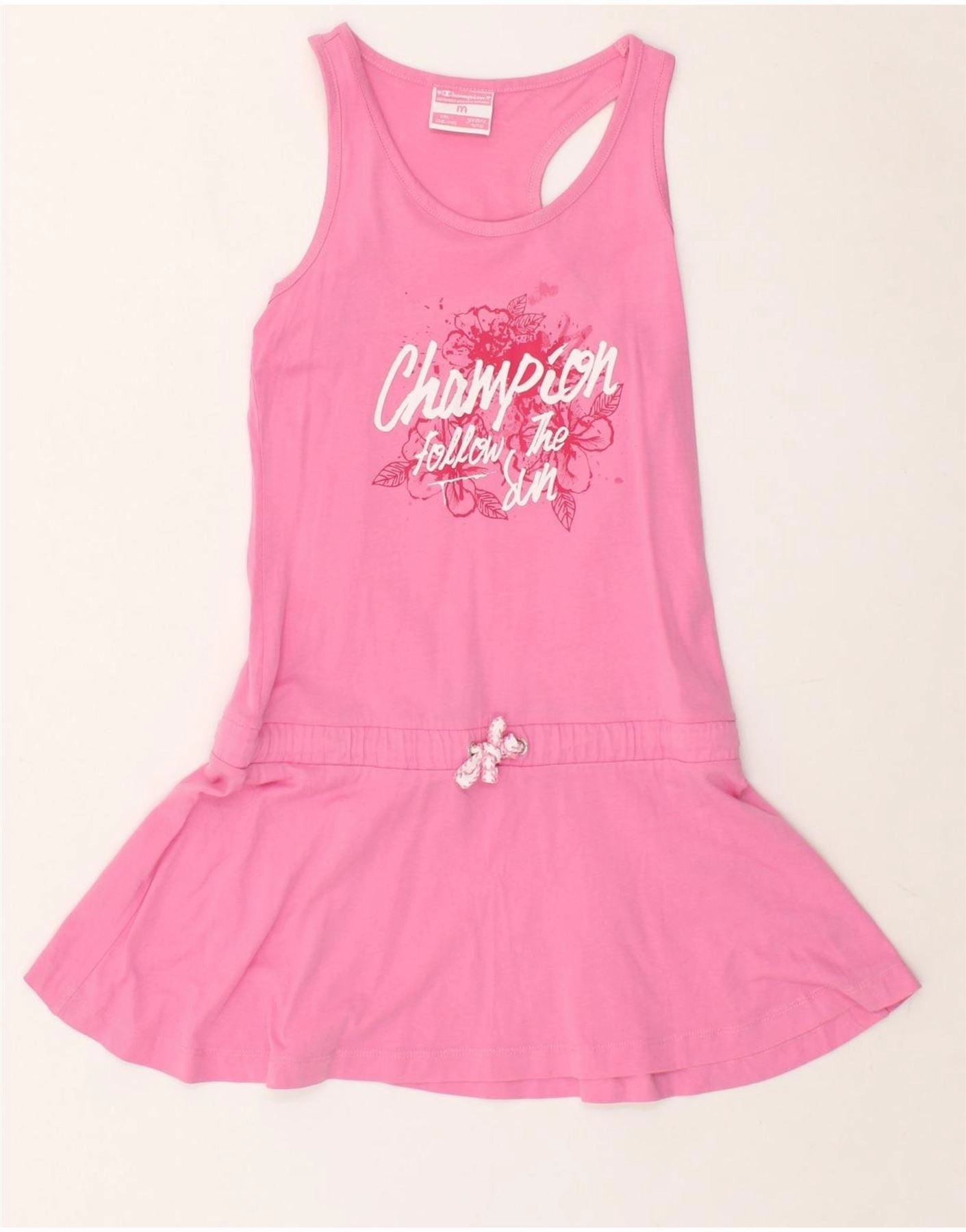 Blush Shade Capsule-Wardrobe CHAMPION Girls Graphic Sleeveless T-Shirt Dress 9-10 Years Medium Pink