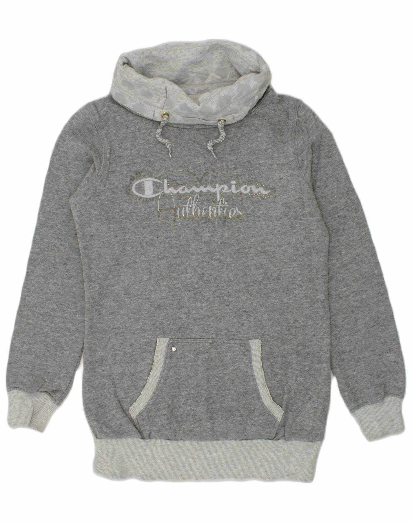 CHAMPION Girls Graphic Sweatshirt Jumper Dress 9-10 Years Medium  Grey SustainableCotton