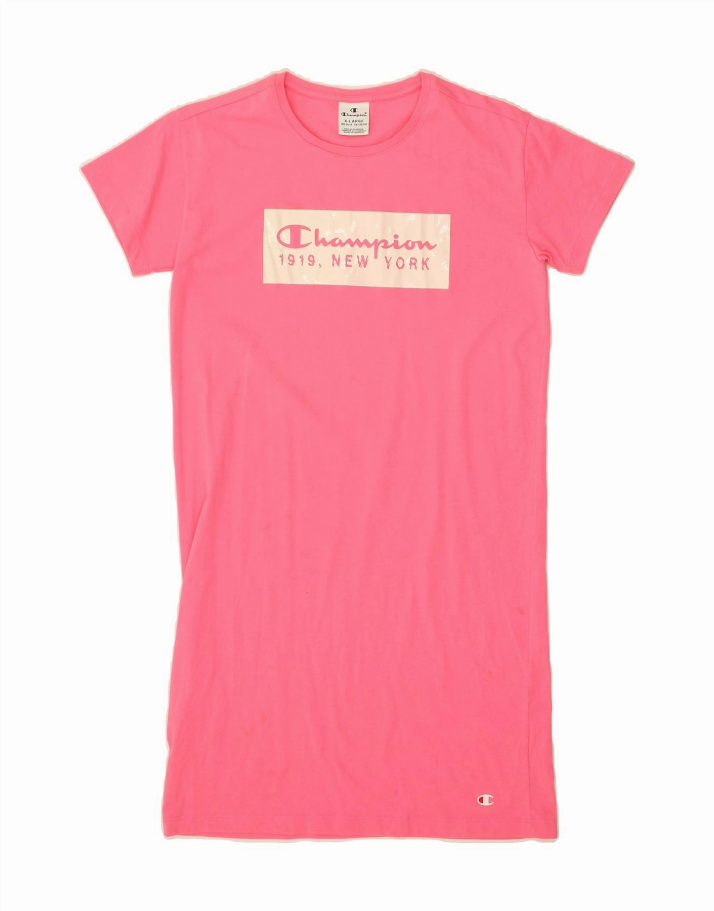 Classic Vibe CHAMPION Girls Graphic T-Shirt Dress 13-14 Years XL Pink