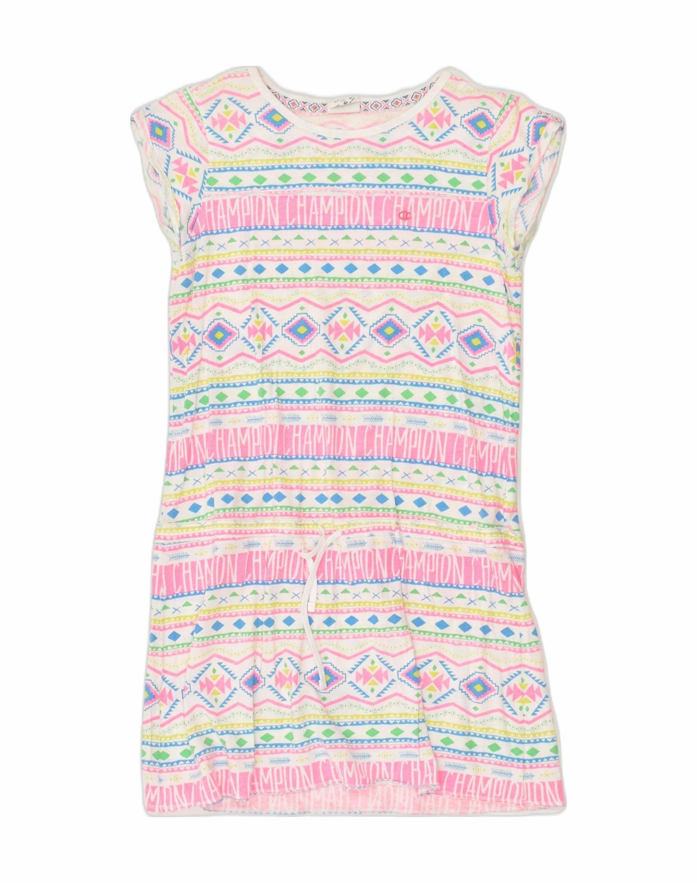 Easy Draping Lightweight Wear CHAMPION Girls T-Shirt Dress 13-14 Years Pink Fair Isle Cotton