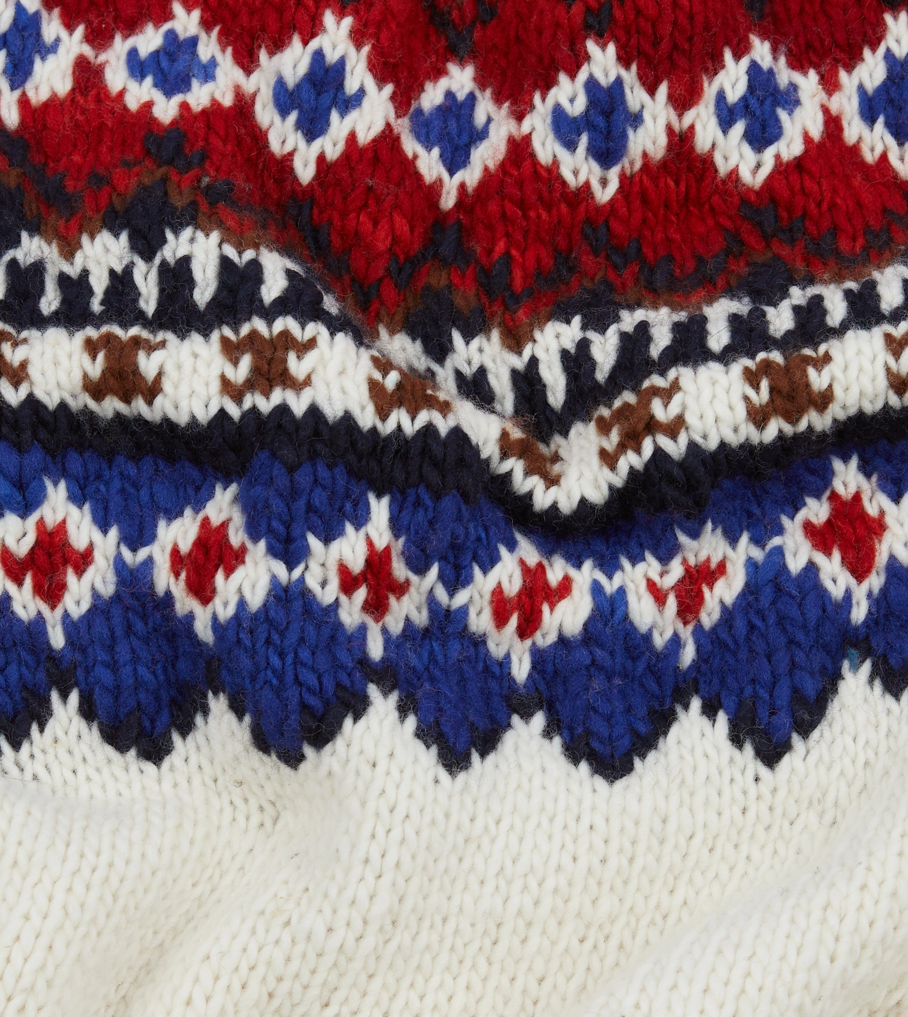 Chamula for Drake's Ecru and Red Fairisle Merino Jumper Chill Style